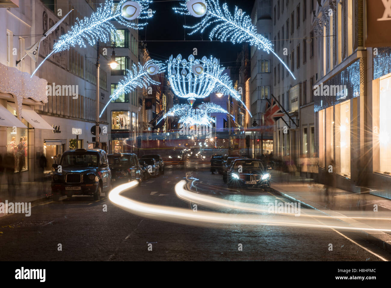 London Christmas lights and light trails Stock Photo Alamy