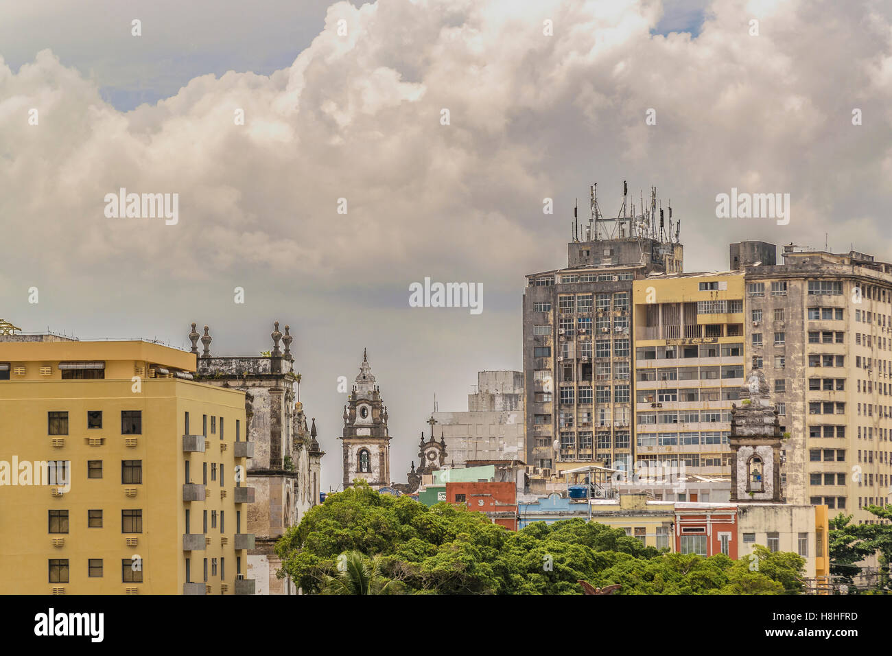 Cityscape view of eclectic style buildings at Recife city, Brazil Stock Photo