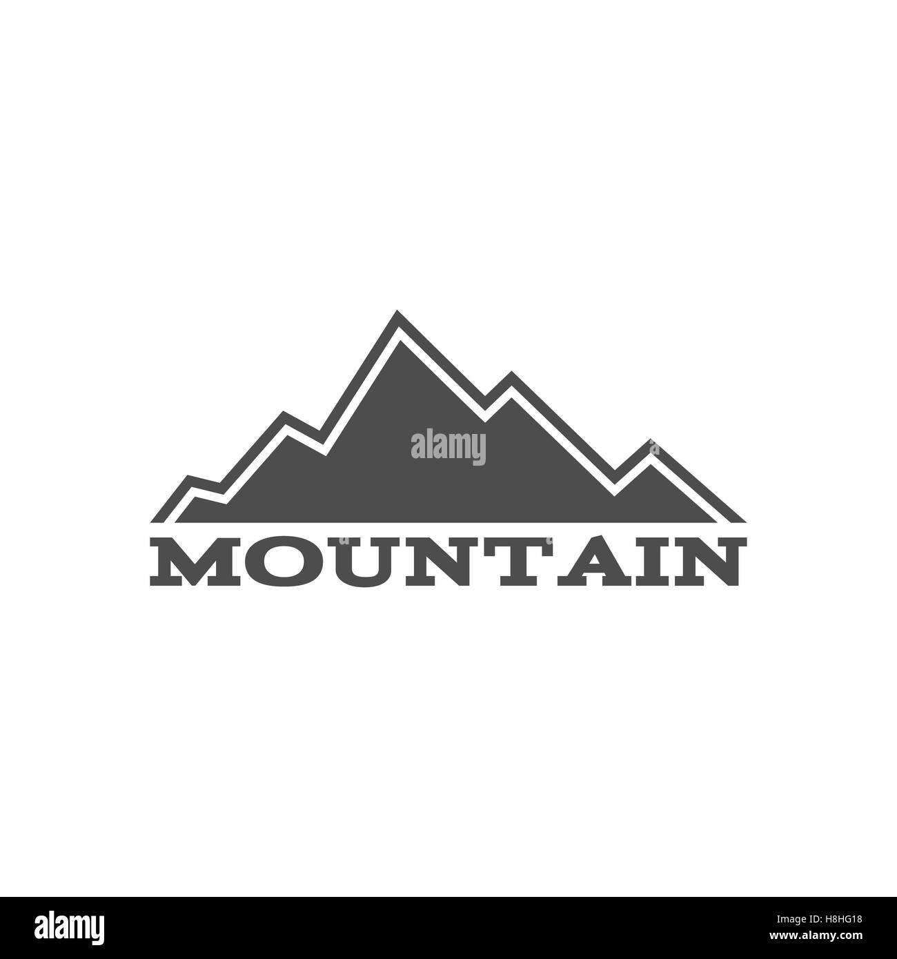 Mountain badge. Wilderness mountains old style typography label. Letterpress Print Rubber Stamp Effect. Retro mountain logo design. Inspirational vintage mountain hipster brand design Stock Photo