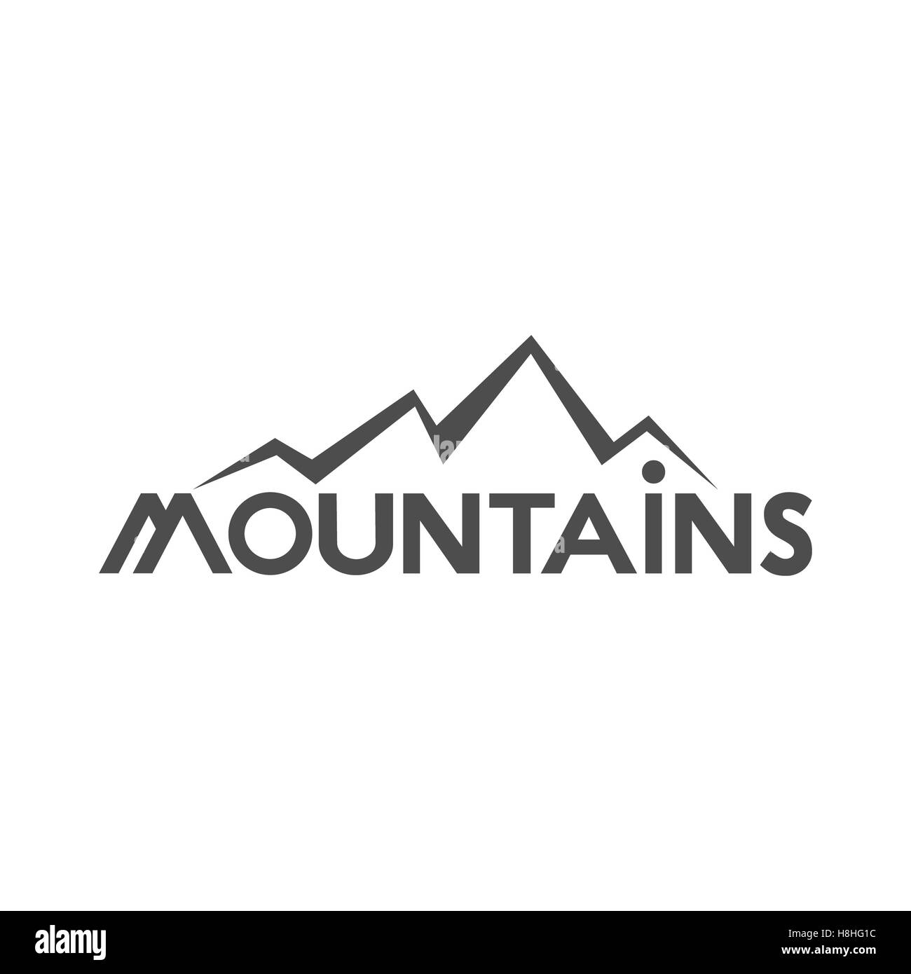 Hand drawn mountains badge. Wilderness old style typography label ...