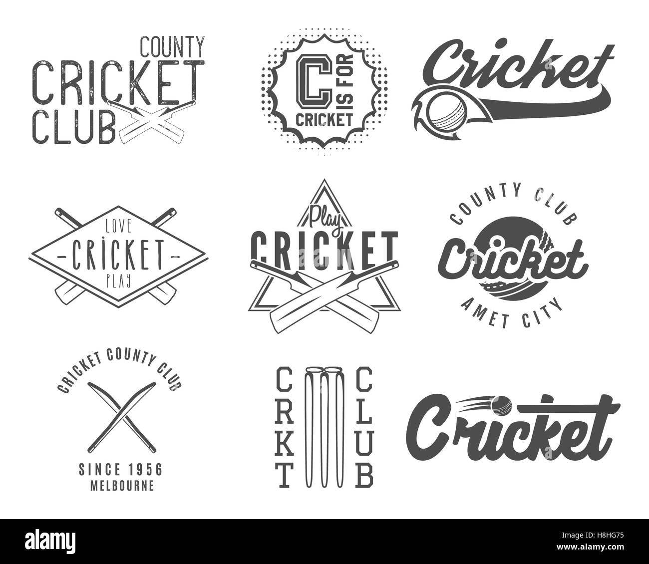 Set of cricket team emblem and design elements. championship logo