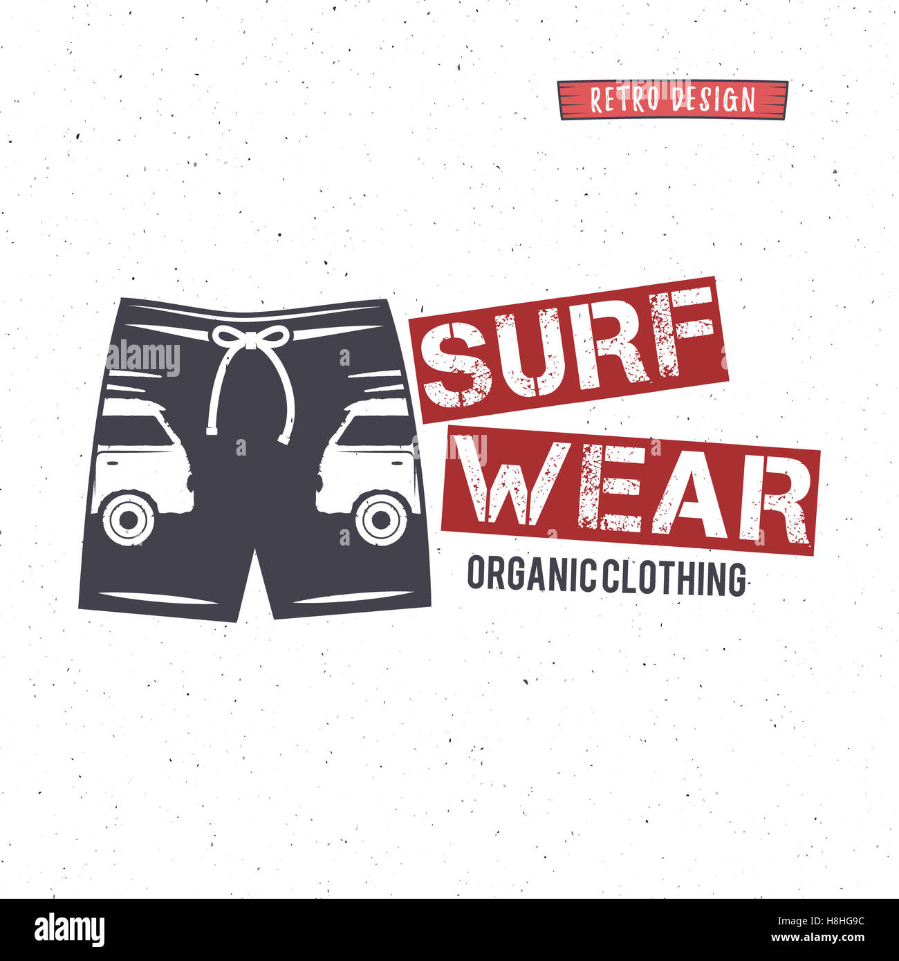 Vintage Surfing Wear stamp design. Surf Clothing shop logo. Graphics