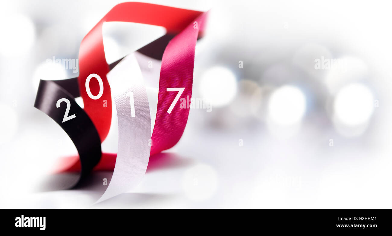 Art Christmas, New Year 2017 decoration and holidays light on blurred background Stock Photo
