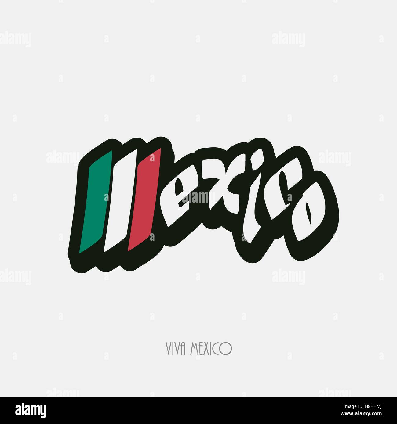 Mexico script hand lettering text vector illustration Stock Vector