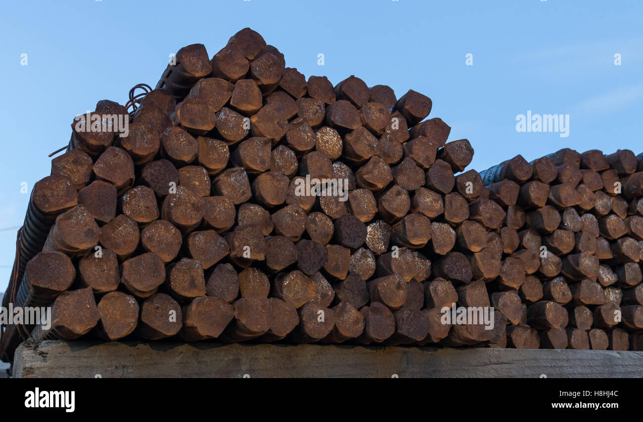 Rusty Metal Rud Group of rusty steel rod ends read to be used Stock Photo - Alamy