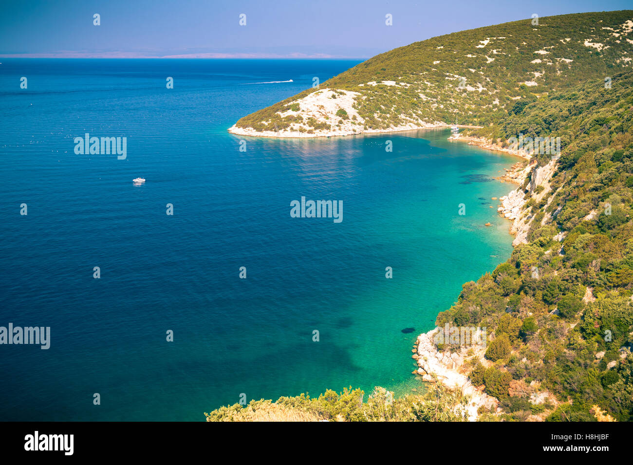 The pristine coastline and crystal clear water of the island of Rab ...