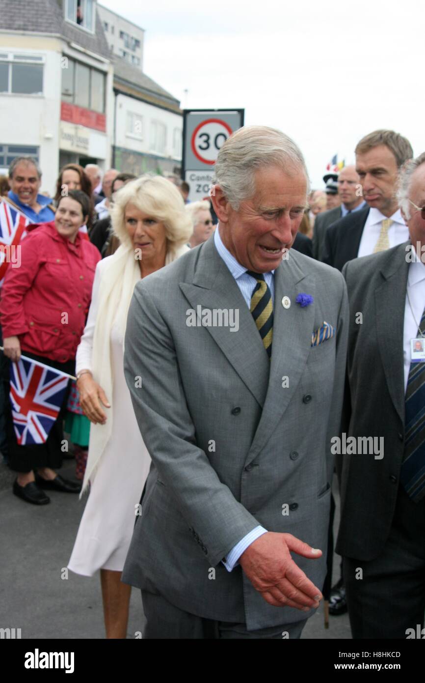 TRH The Prince of Wales and Duchess of Cornwall visit Bridlington, East Yorkshire July 23rd 2013 Stock Photo
