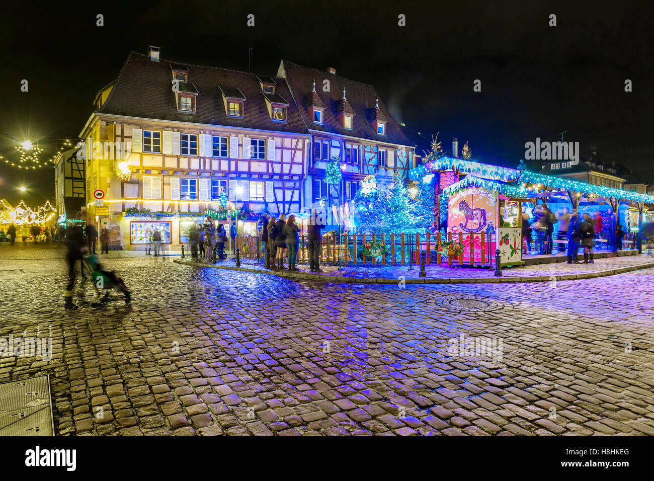 Children's funfair at Christmas. Petite venice, Little Venice,Colmar. Haut-Rhin. Alsace. France Stock Photo
