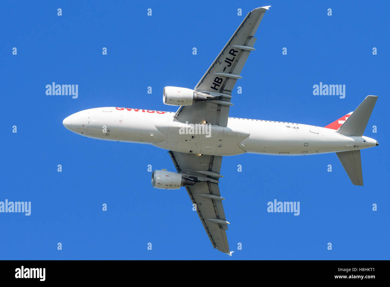 Maribor, Slovenia - August 24 2016: Swiss International Airlines crew is training in Maribor with an Airbus A-320 executing traf Stock Photo