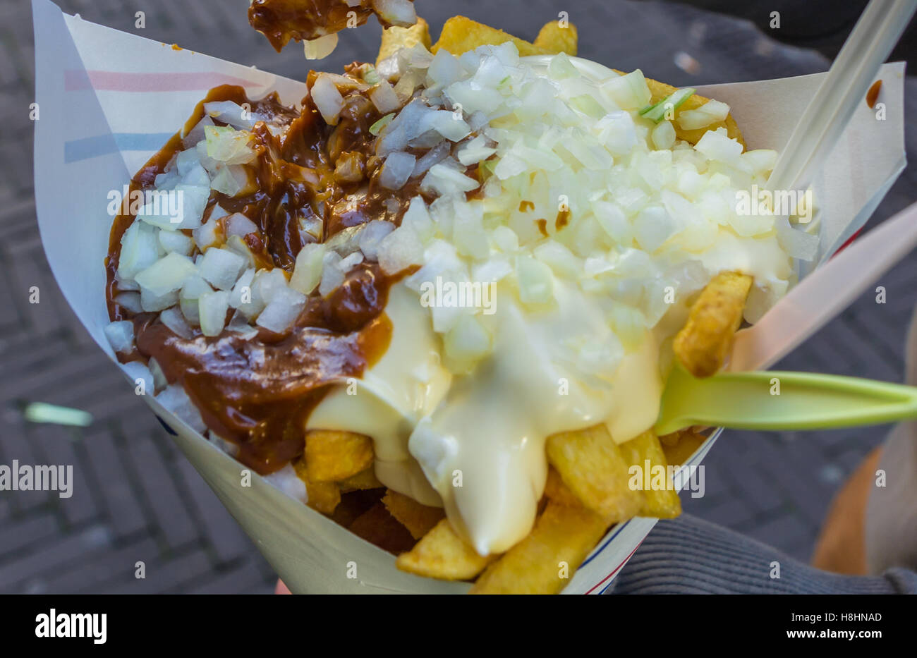 The Hague, the Netherlands October 29, 2016 french fries with mayo