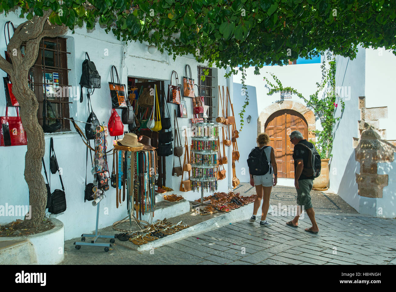 Shopping, Lindos, Rhodes, Greece Stock Photo 125779937 Alamy
