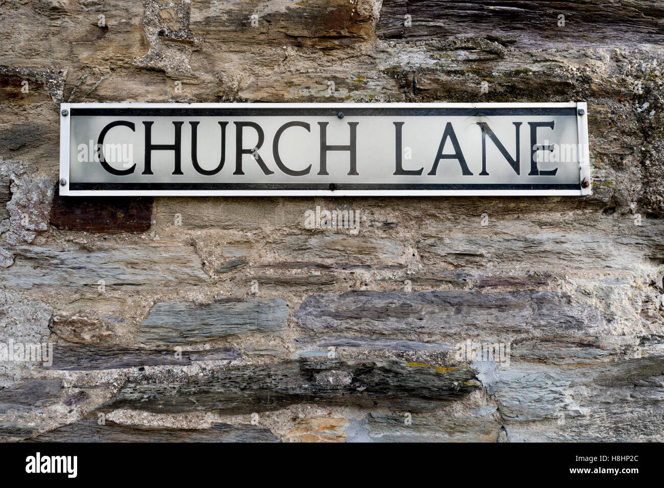 Street sign in Lostwithiel, Cornwall. Stock Photo