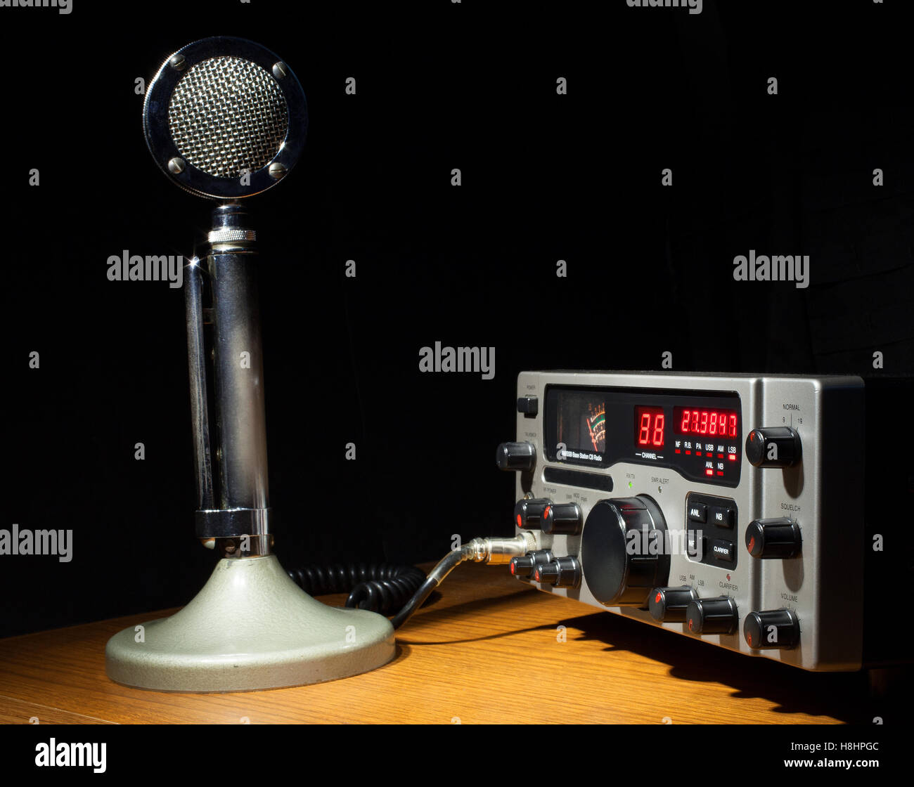 Sideband CB radio that has an old metal microphone Stock Photo Alamy