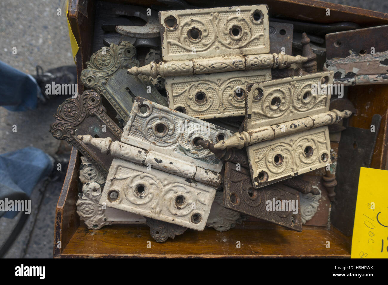 Classic Old Door Hinges For Sale At A Flea Market In Brooklyn NY Stock 