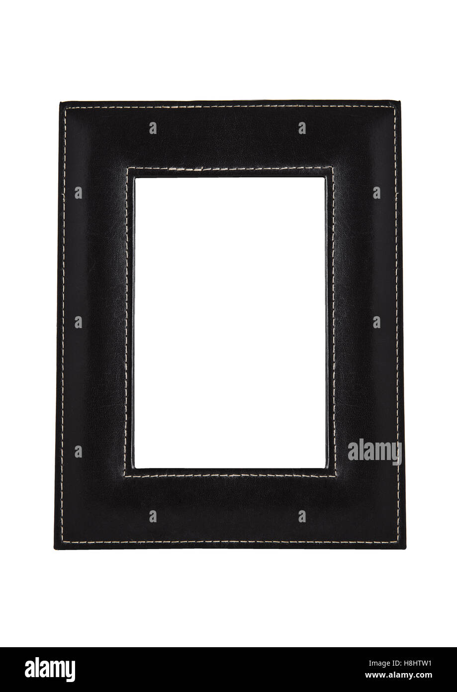 Square leather art photo frame isolated on white background Stock Photo