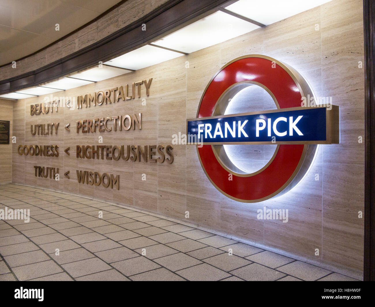 London - Frank Pick Roundel Unveiled At Piccadilly Circus Stock Photo