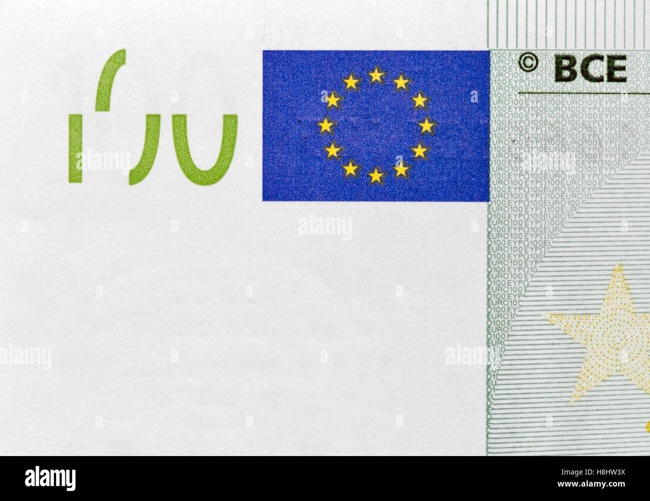 One hundred Euro banknote fragment closeup, front side Stock Photo - Alamy