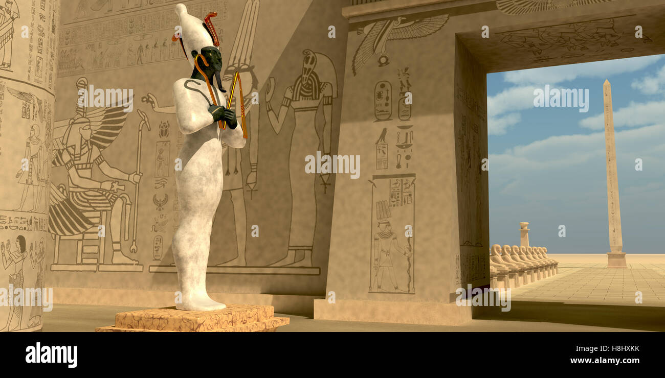 Osiris in Pharaoh's temple was known as an Egyptian god of the afterlife and resurrection. Stock Photo