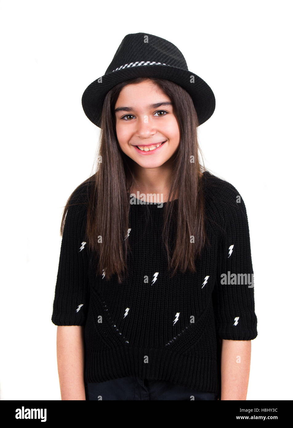 little pretty girl with the hat Stock Photo Alamy