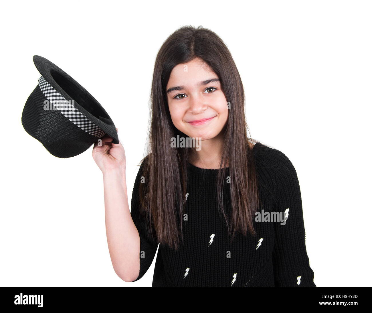 little pretty girl with the hat Stock Photo Alamy