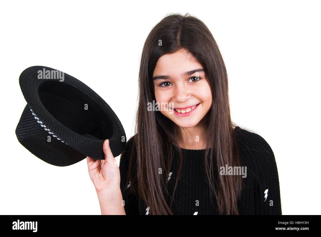 little pretty girl with the hat Stock Photo Alamy