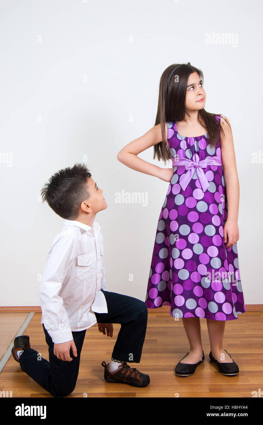 little boy proposing his girlfriend Stock Photo - Alamy