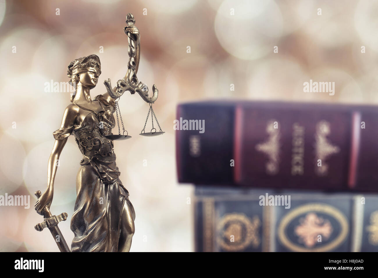 Statue of justice on Bokeh background Stock Photo