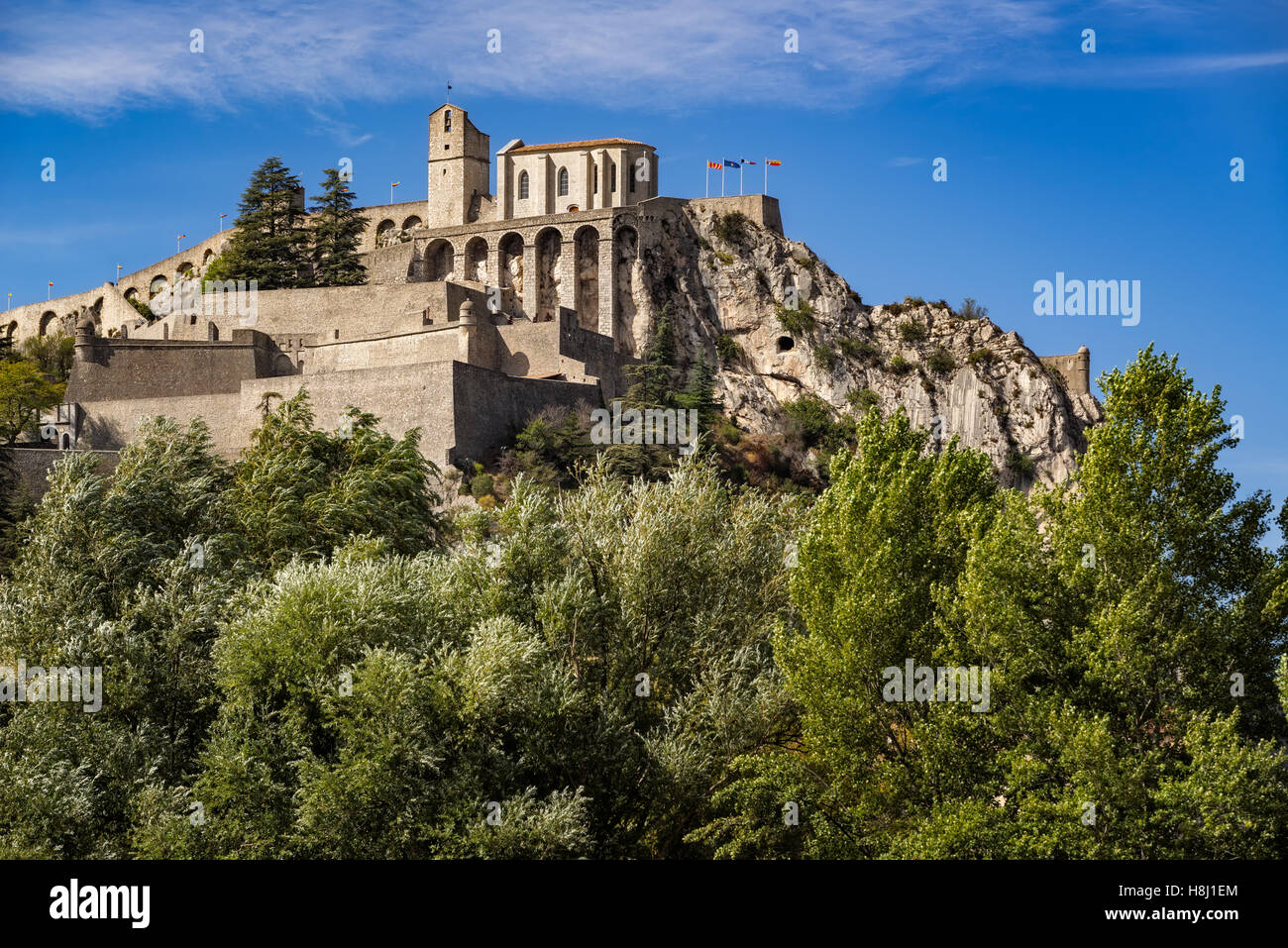 Citadel of Sisteron and its fortifications in summer time. Alpes de Haute Provence, Southern Alps, France Stock Photo