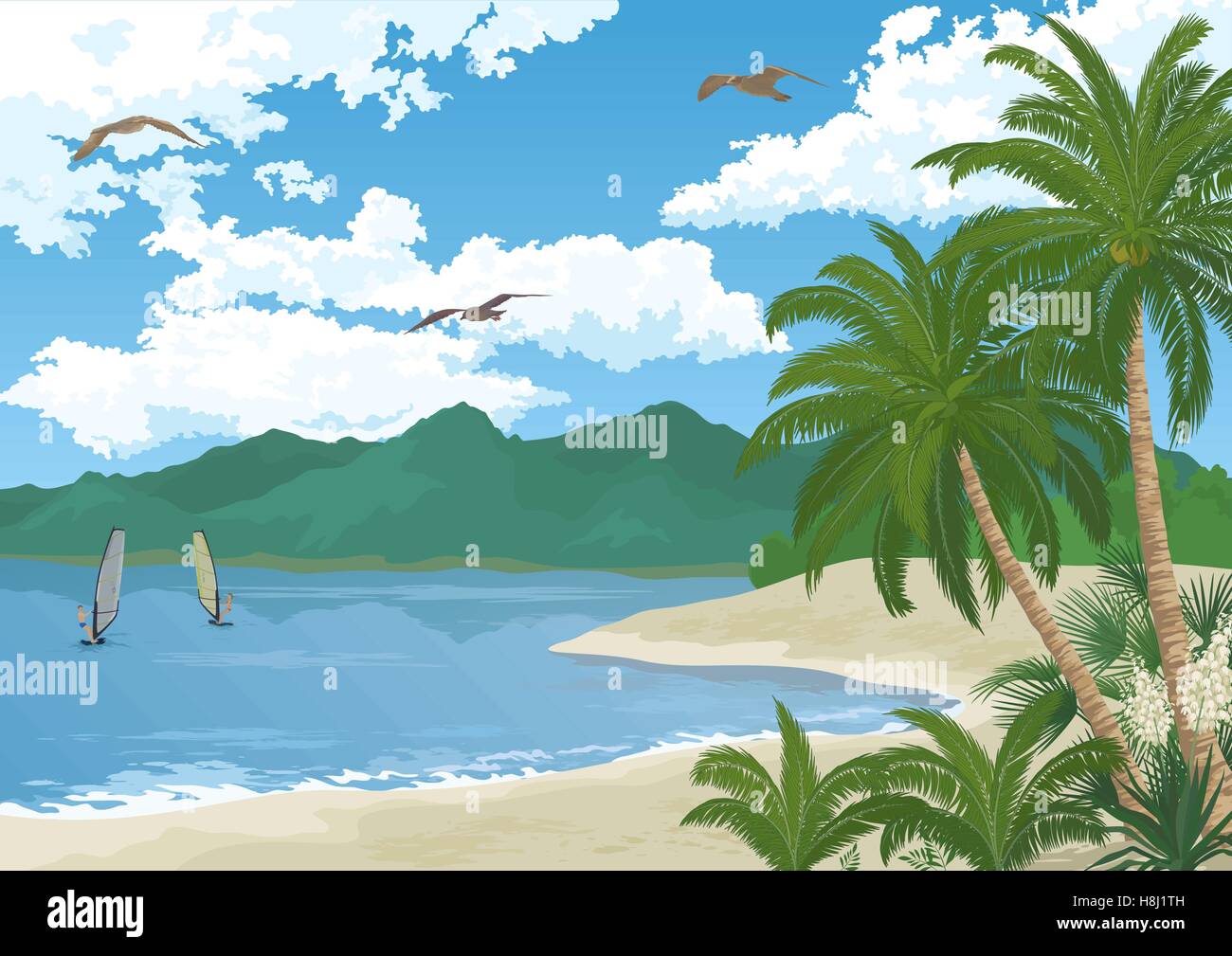 Evergreen palms Stock Vector Images - Alamy