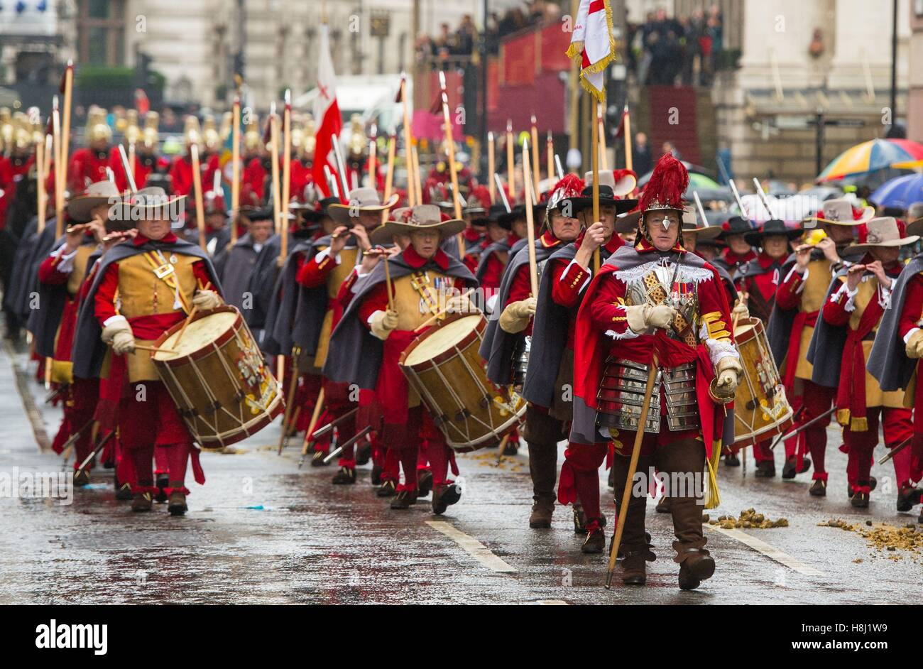 Members of the Company of Pikeman and Musketeers march during the Lord Mayor's Show, in London. Stock Photo