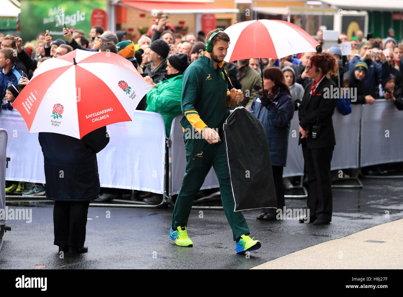 South Africa's Lodewyk De Jager arrives for the Autumn International match at Twickenham Stadium