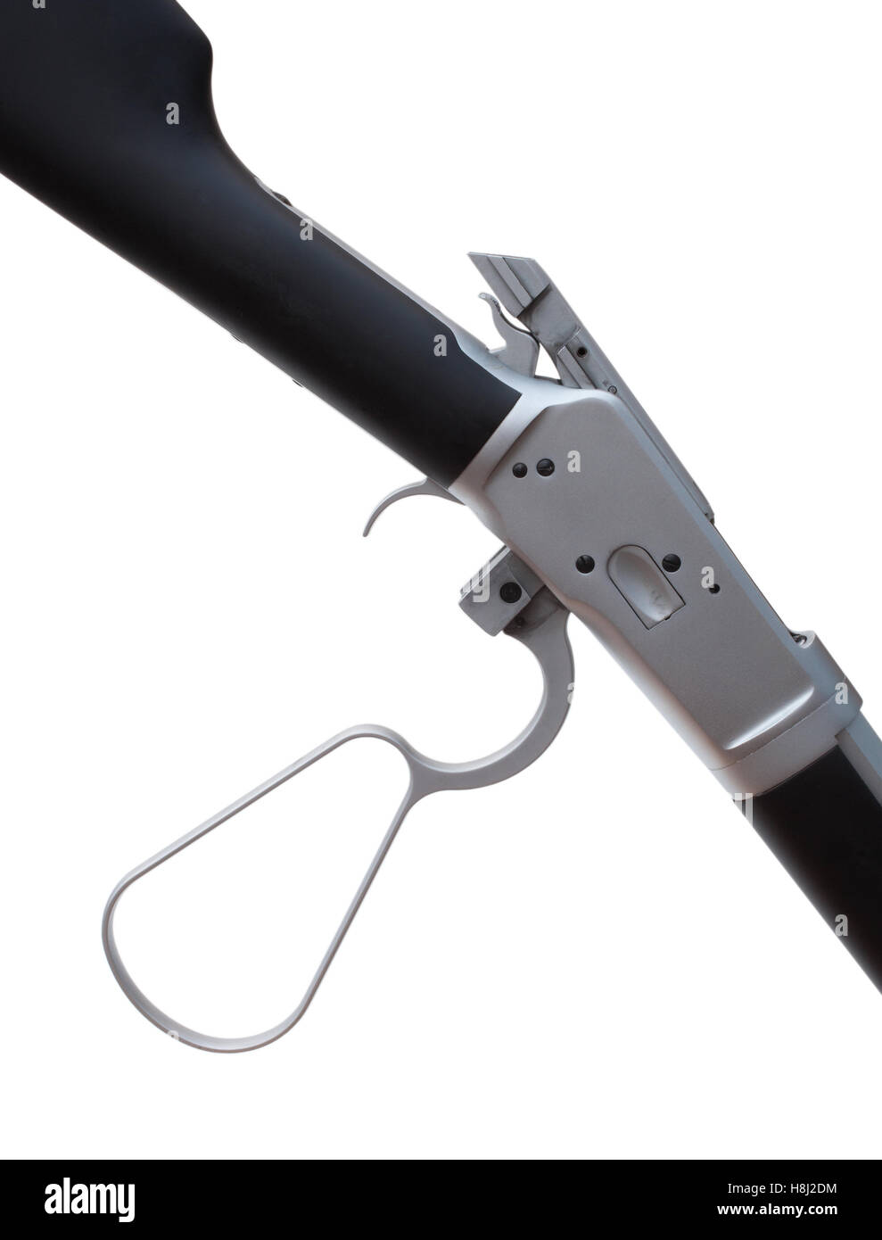 Lever action rifle with its action open and bolt back Stock Photo Alamy