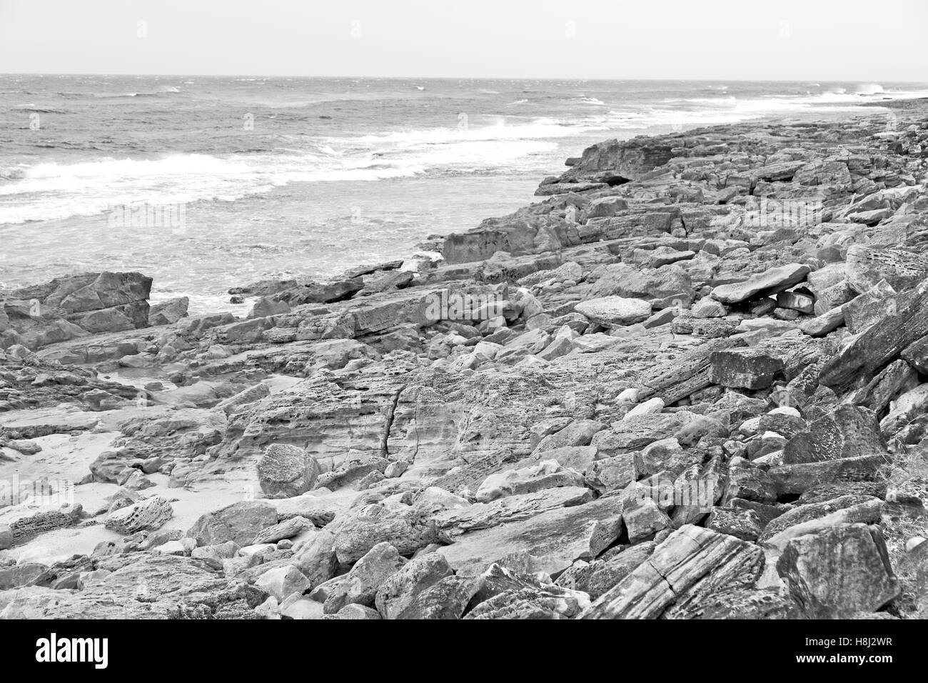 blur in south africa   sky ocean  isimagaliso reserve nature and rocks Stock Photo