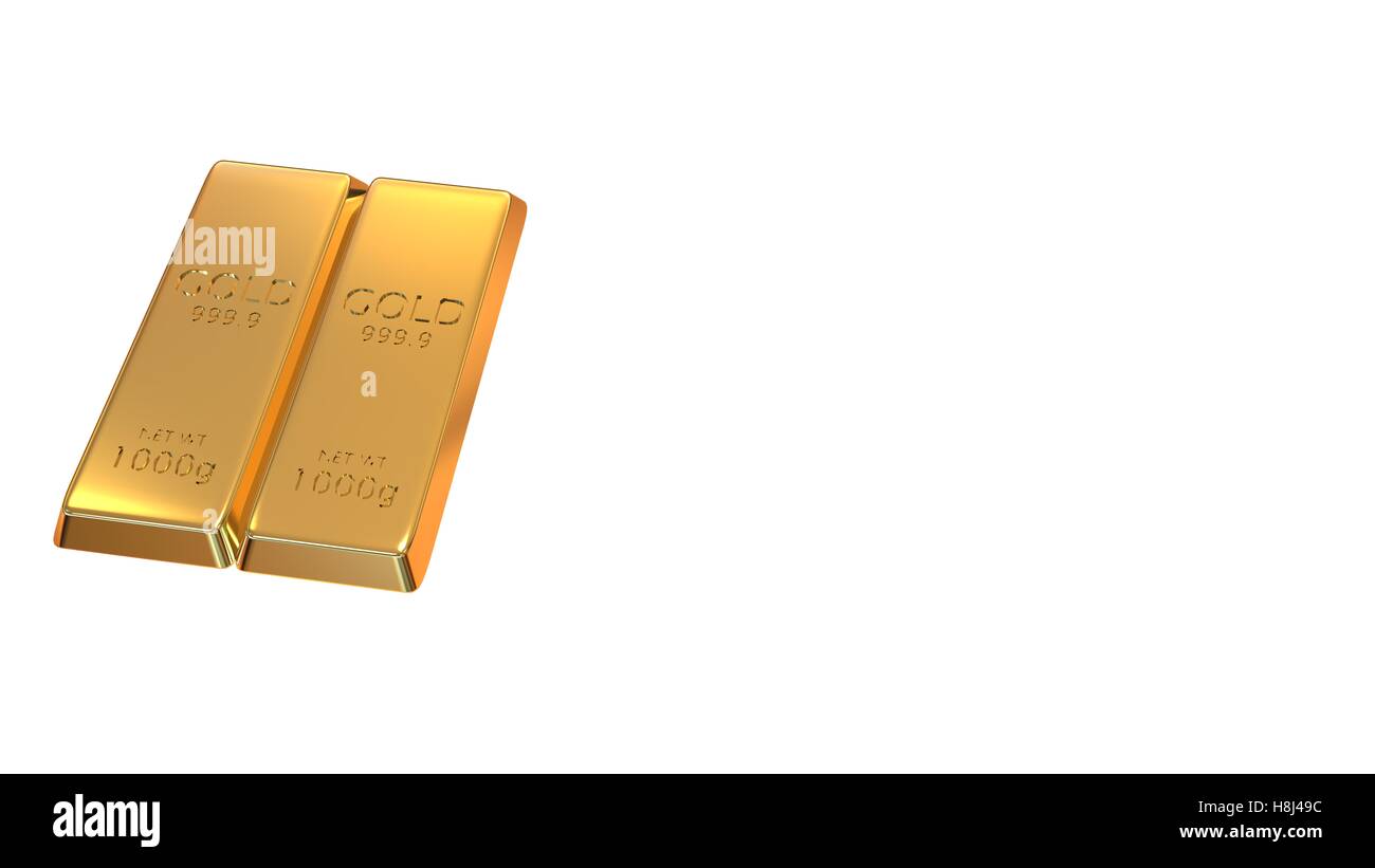The 3d rendering set of gold bars isolated on white background Stock ...