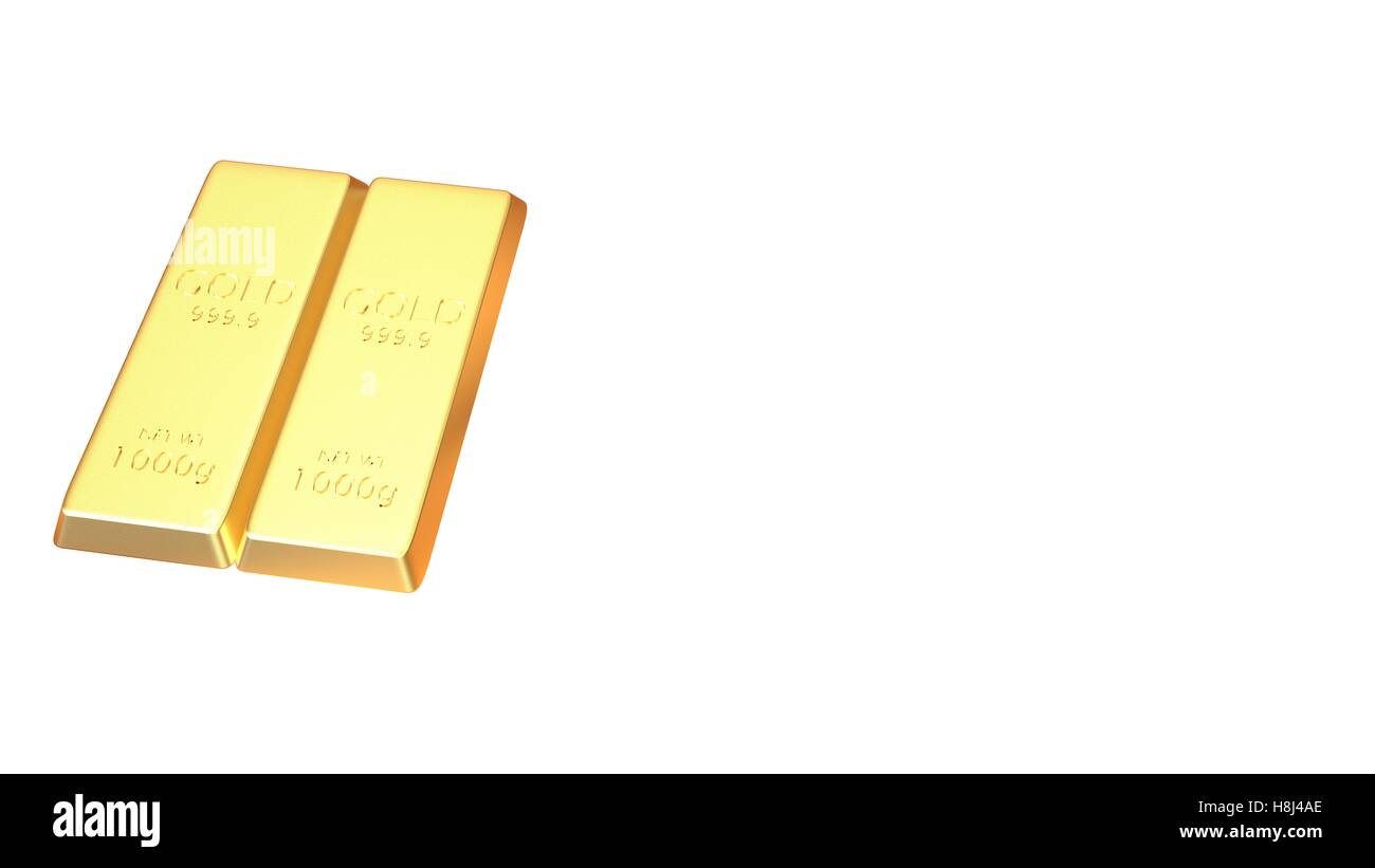 The 3d rendering set of gold bars isolated on white background Stock ...