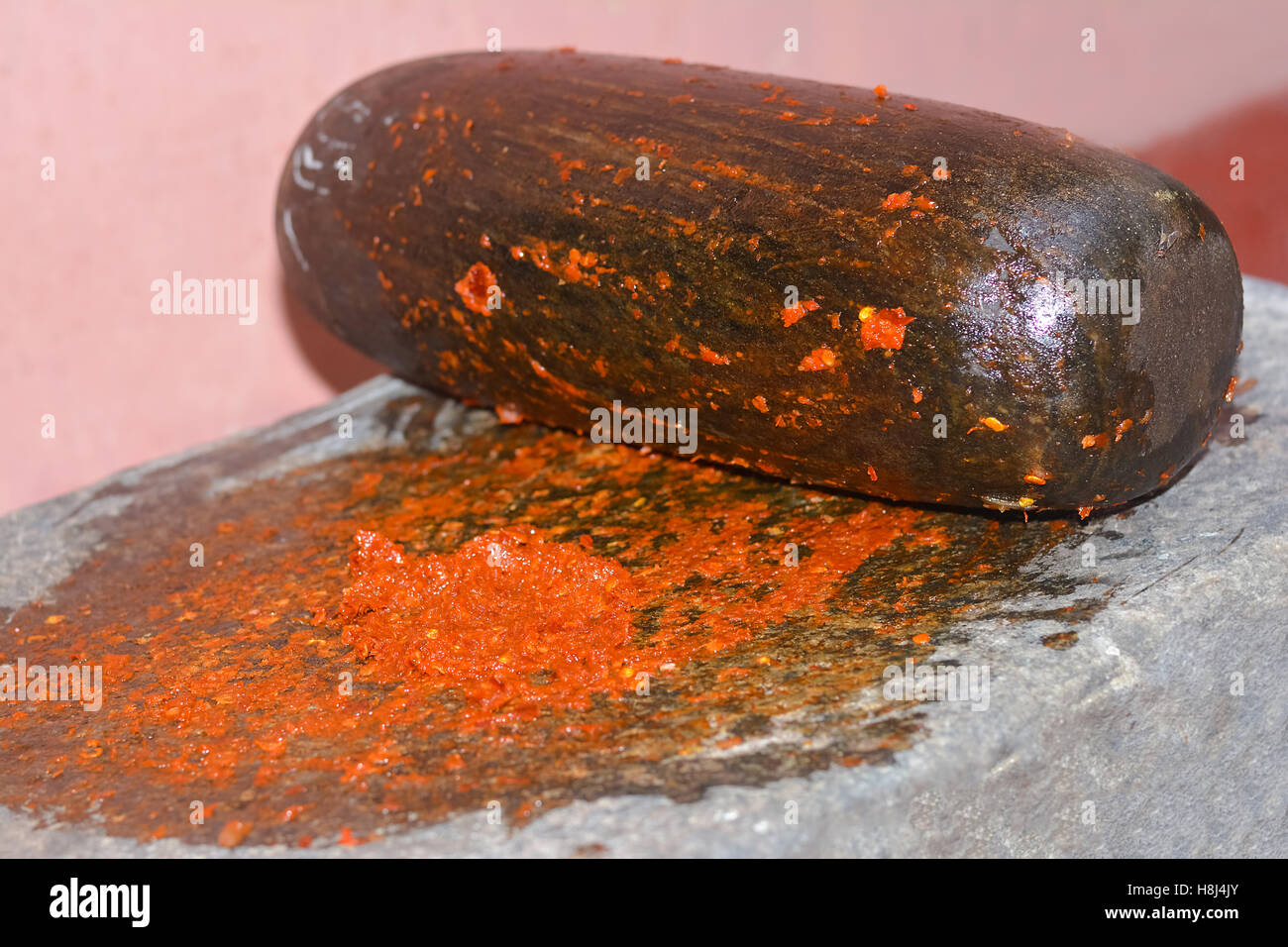 Traditional Sri Lankan way of grinding spices with the grinding stone