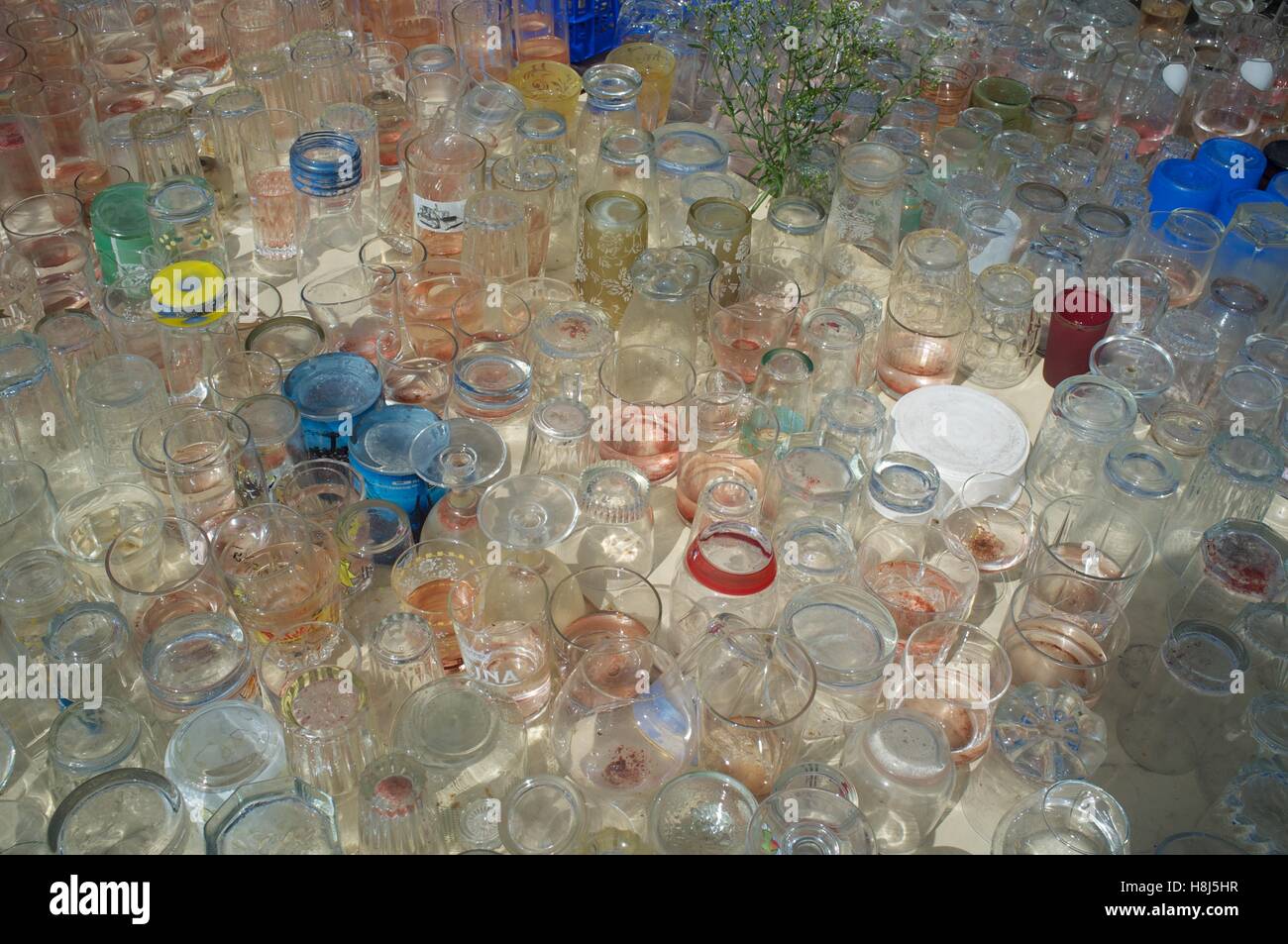 Old glasses at a charity store Stock Photo