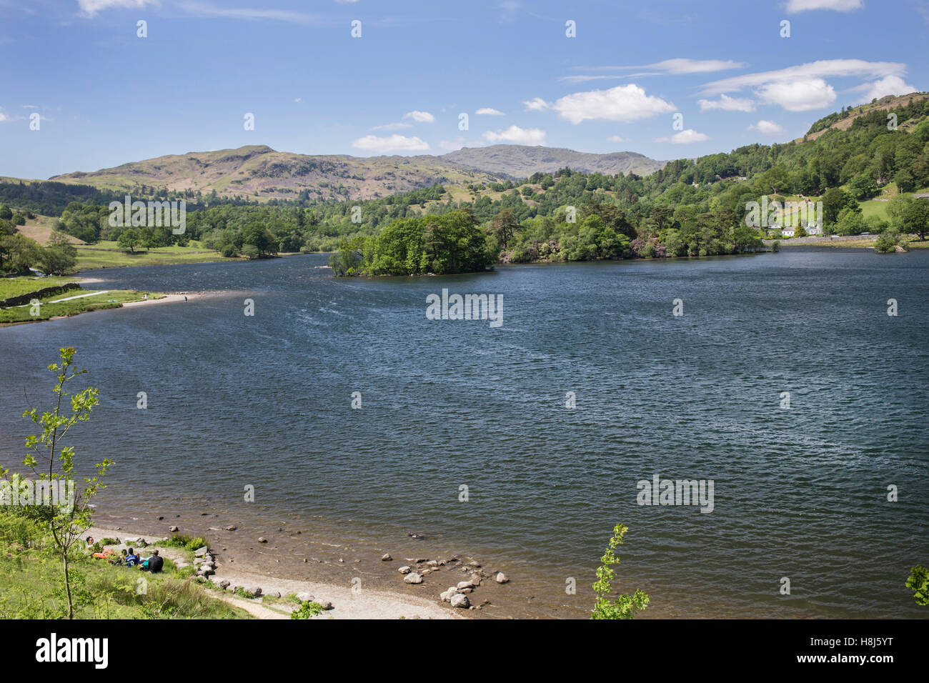 Grasmere alongside Rydal Water, in the English Lake District, Cumbria. Stock Photo