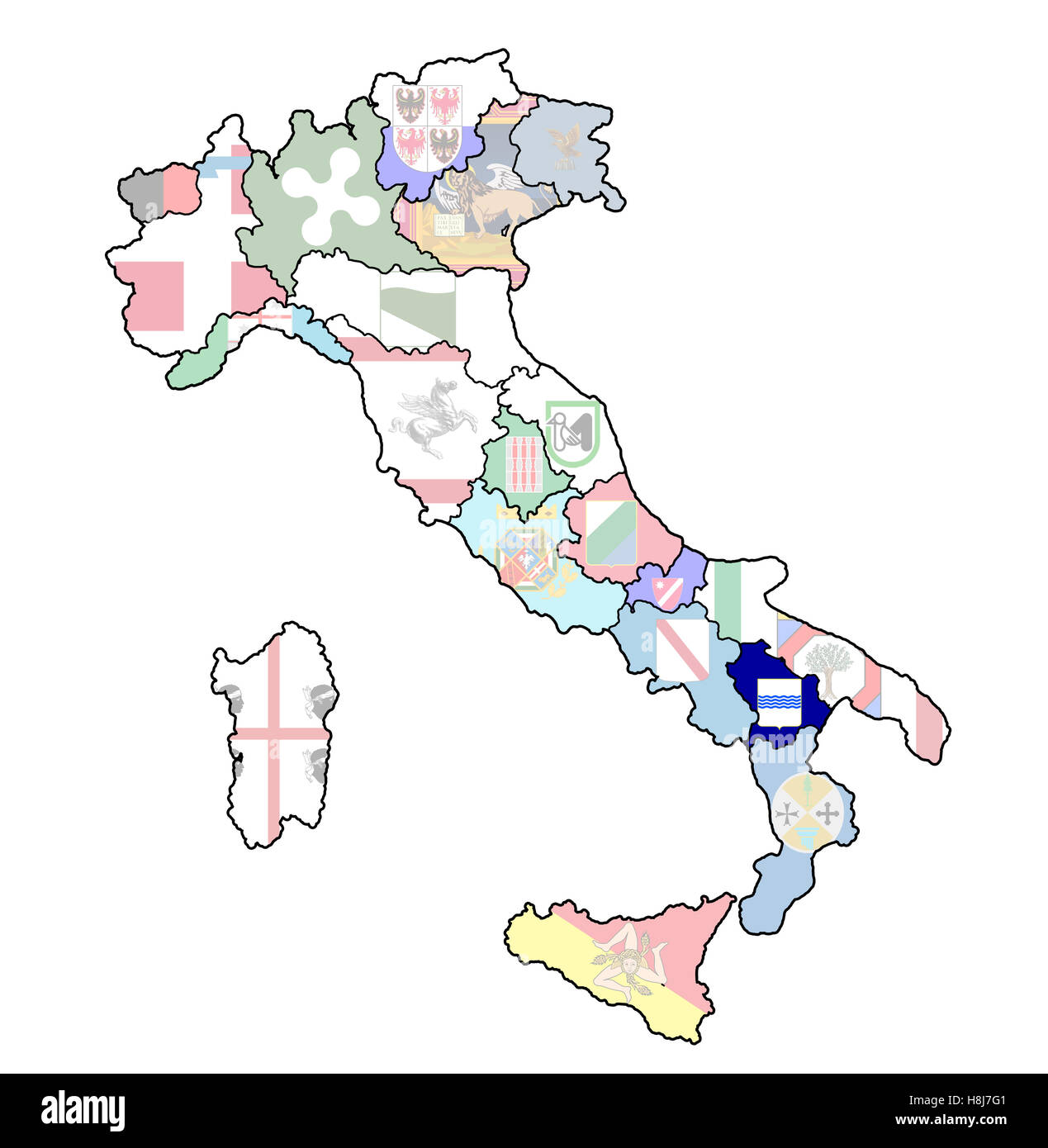 basilicata region on administration map of italy with flags Stock Photo ...