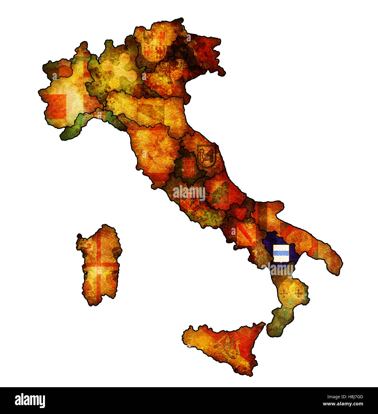 basilicata region on administration map of italy with flags Stock Photo ...