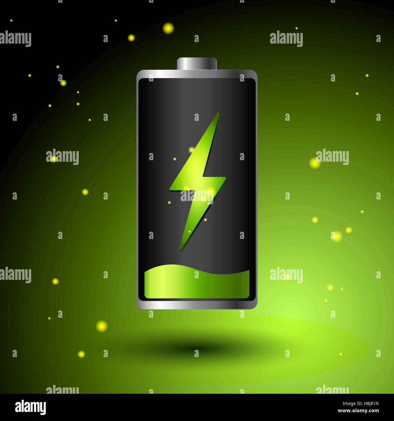 Green Battery charging - Alternative Eco Energy Concept Stock Vector