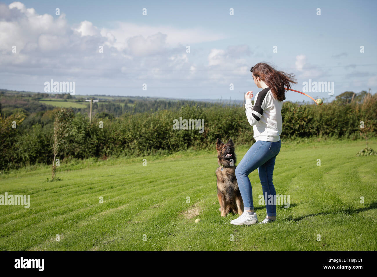 Young girl big dog hires stock photography and images Alamy