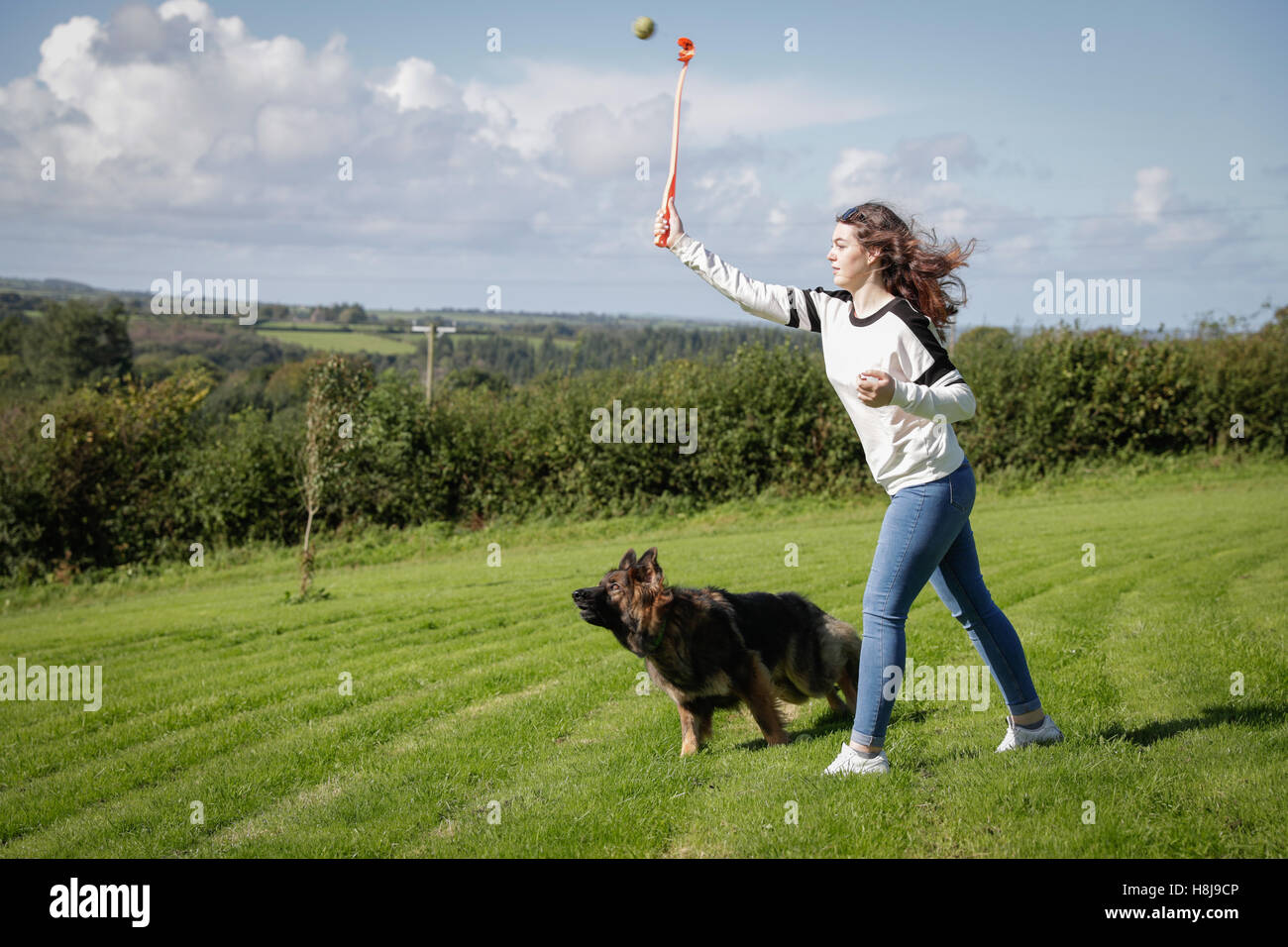 Big dog and woman hires stock photography and images Alamy