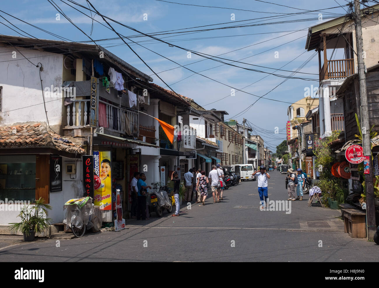 People in a street in Fort Galle,Sri Lanka Stock Photo