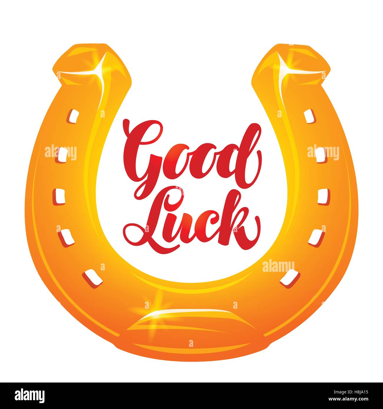 Golden horseshoe for luck. Vector illustration Stock Vector