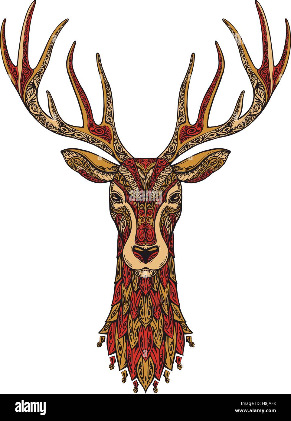Deer decorative. Christmas reindeer. Vector illustration Stock Vector