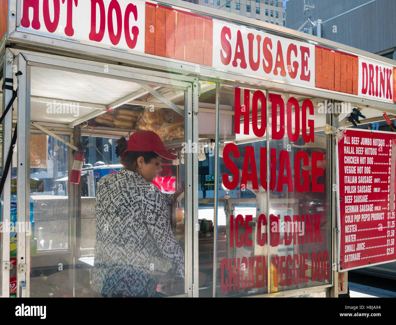 Hot dog and sausage vendor stall Stock Photo Alamy