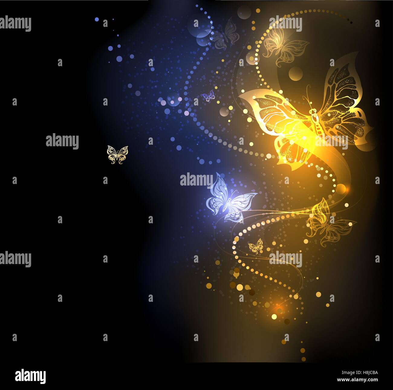 Glowing background with smoke and butterflies Stock Vector Image & Art ...