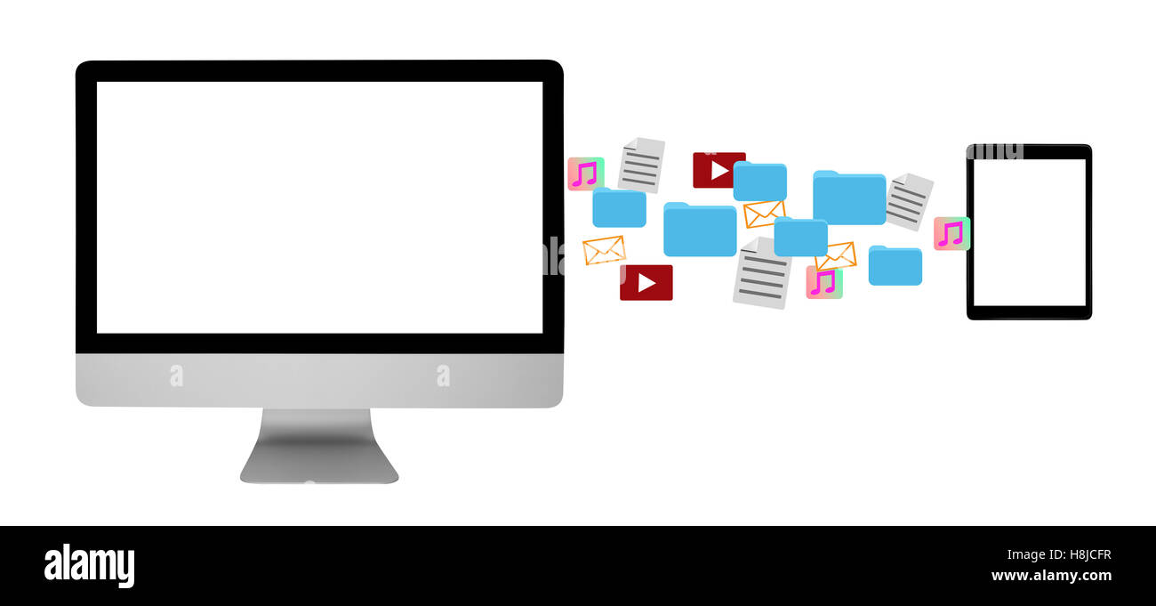 Sharing files between devices Stock Photo Alamy