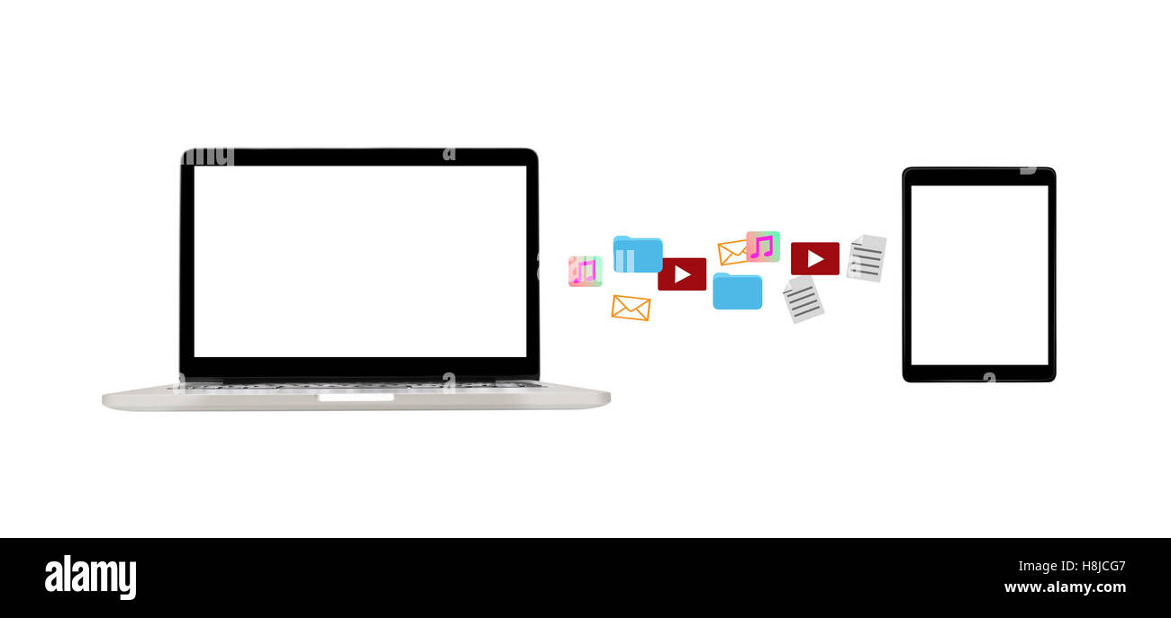 Sharing files between devices Stock Photo Alamy